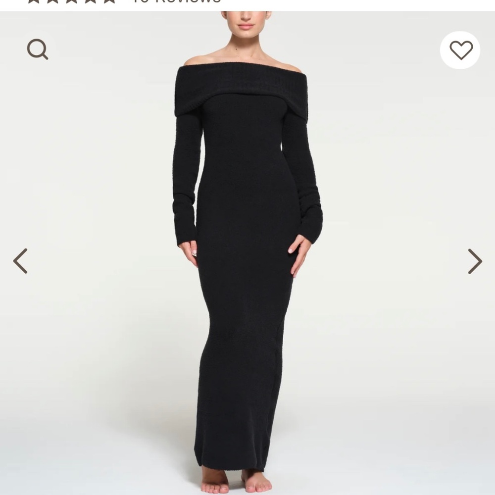 SKIMS COZY KNIT OFF THE SHOULDER DRESS XS BNWT